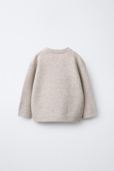 PULL EN MAILLE SOFT AVEC CHIEN BRODÉ - Gris / Naturel de Zara - Image 1