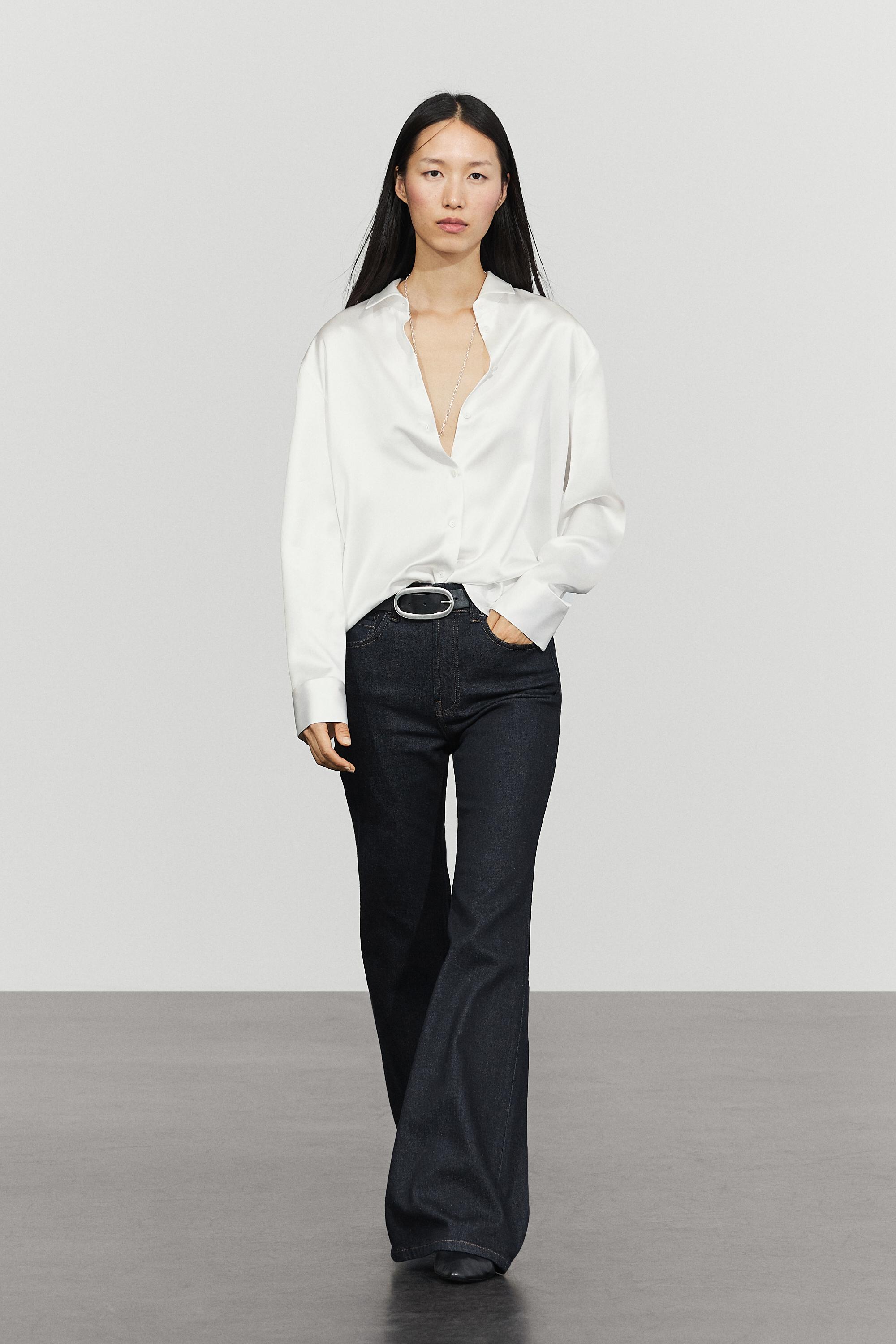 Flowing satin shirt — White