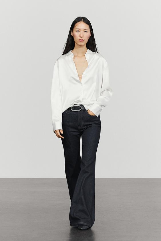 Zara Flowing satin shirt - White - Image 0