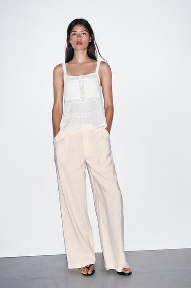 TROUSERS WITH TIE DETAIL - Ecru by Zara