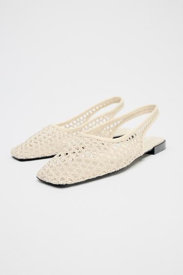 MESH SLINGBACK BALLERINAS - Ecru by Zara - Image 1