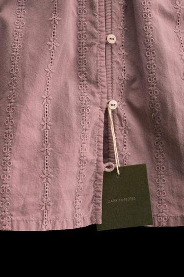 ZARA TIMELESS - BLUSA BORDADO SUIZO - Malva empolvado de Zara