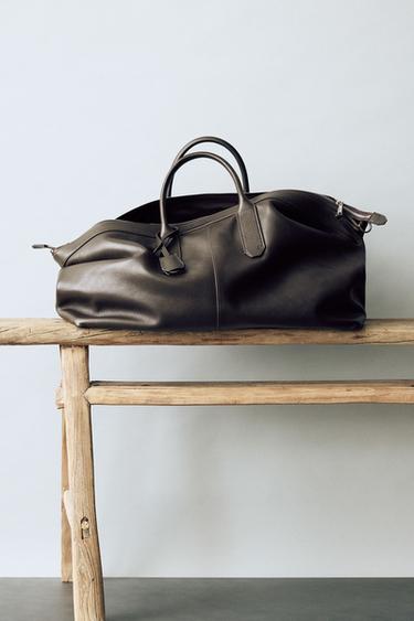 LEATHER TOTE BAG - Brown by Zara