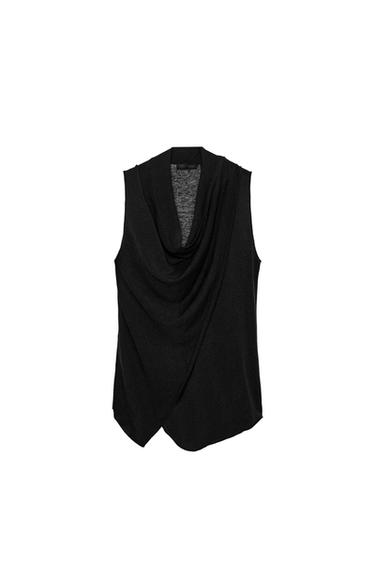 Zara KNIT WRAP TOP - Black