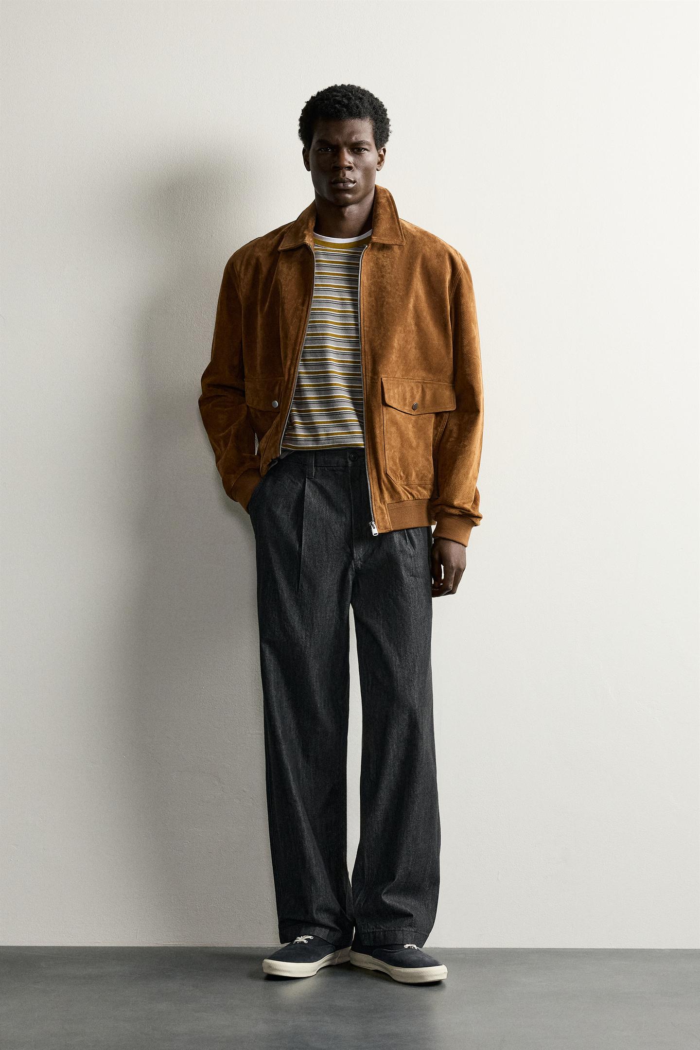 Мужские джинсы Zara Pleated Denim Chino, цвет: Чёрный