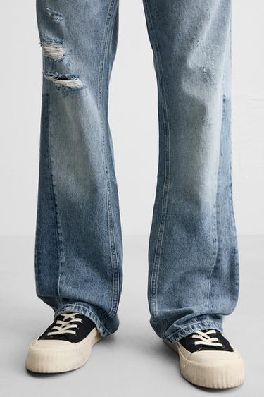 RIPPED FLARE FIT JEANS - Mid-blue by Zara - Image 4