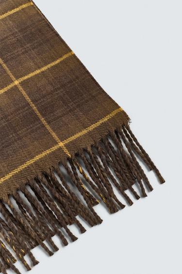 ÉCHARPE COMBINÉE À CARREAUX - Marron de Zara - Image 2