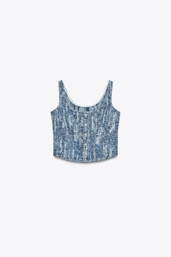 Z1975 DISTRESSED DENIM TOP