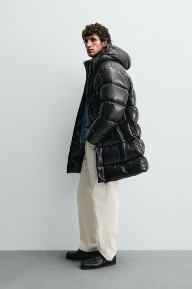 Zara LONG 100% FEATHER PUFFER JACKET - Black