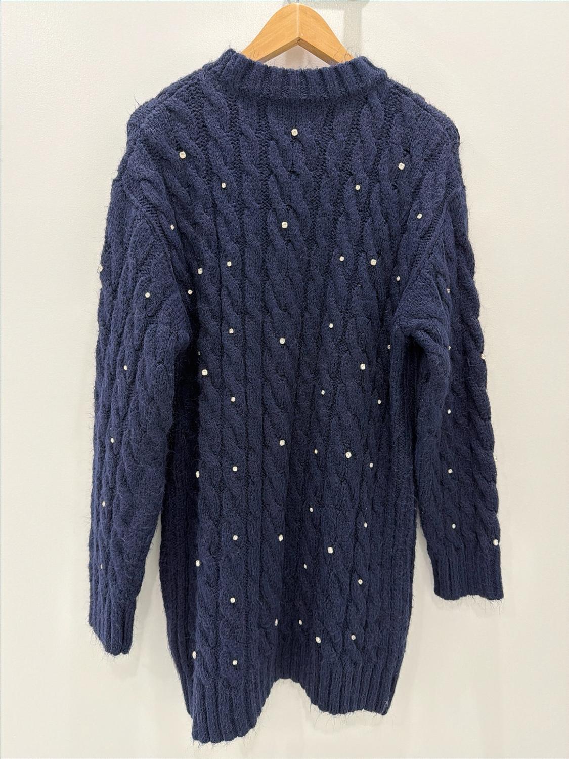 RHINESTONE CABLE KNIT SWEATER - Image 4