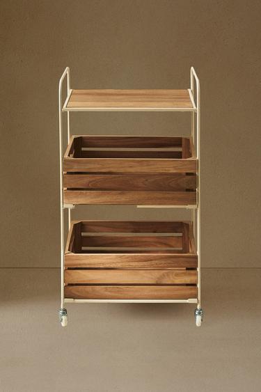 WOOD AND METAL STORAGE CART - Light beige by Zara - Image 2