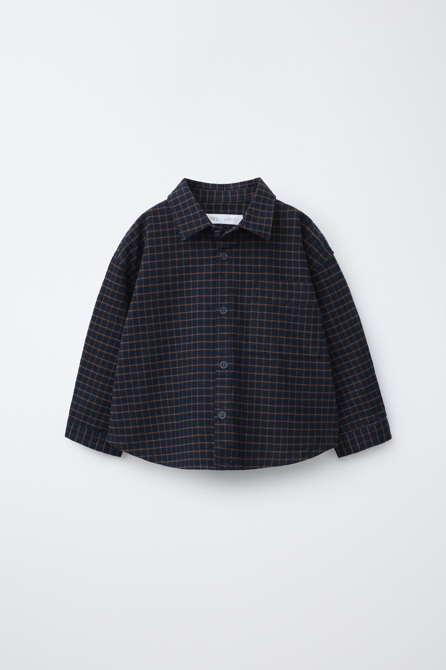 Детская рубашка Zara Plaid, цвет: Синий — фото 1