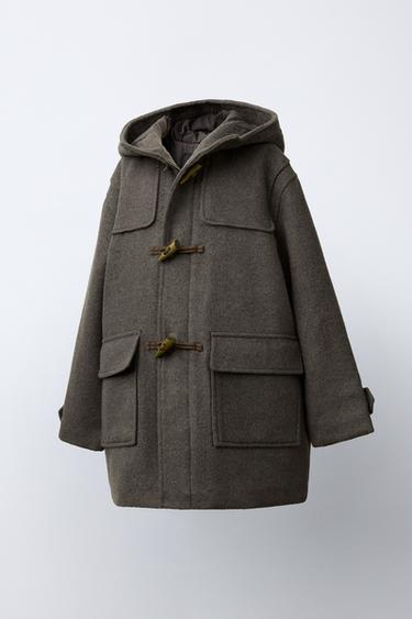 WOOL BLEND DUFFLE COAT - Taupe grey by Zara - Image 1