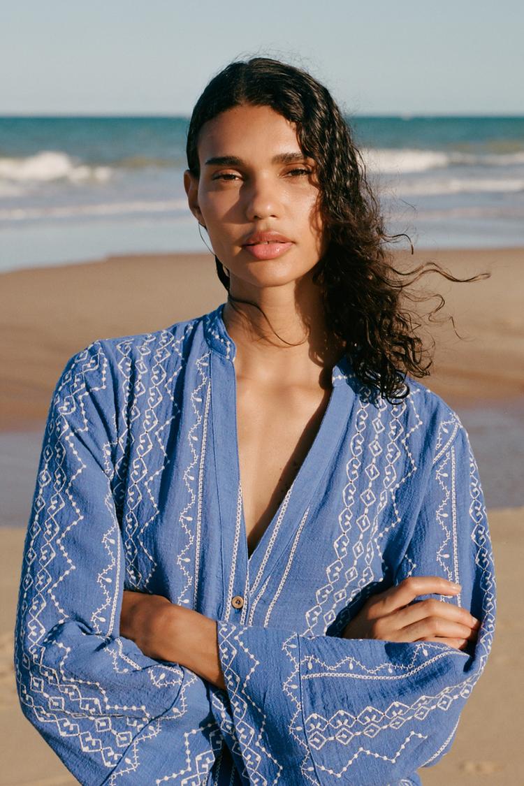 Blusa Bordada Zara Camisa Bordada Zara Blusa Bordada Camisa Blanca