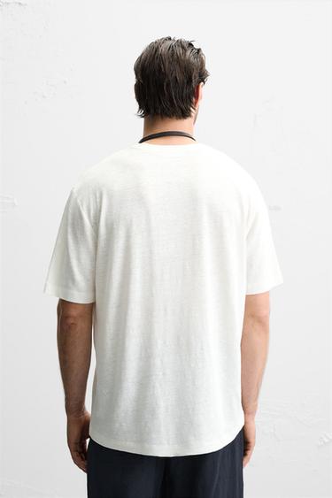 T-SHIRT MÉLANGE LIN - Blanc cassé de Zara - Image 2