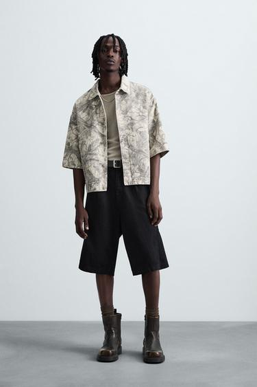 Zara WASHED ABSTRACT PRINT OVERSHIRT - 026 - Image 0