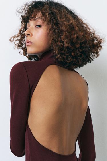 SHORT DRESS WITH OPENING - Burgundy by Zara - Image 3