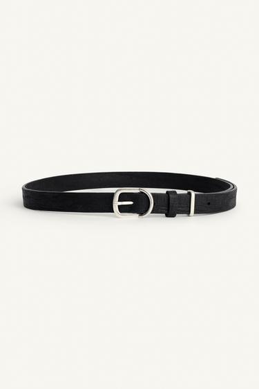 Zara CONTRAST LEATHER BELT - Black