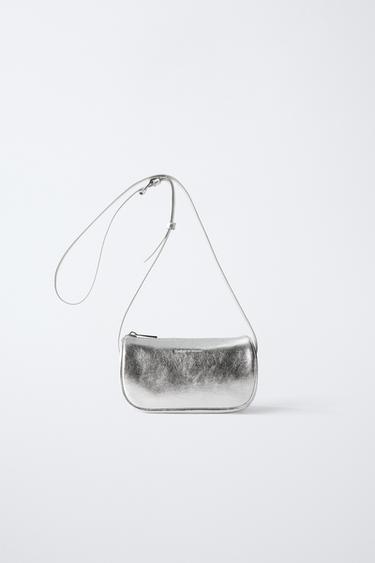 Zara METALLIC CROSSBODY BAG - Silver