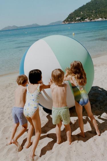 Zara 1-6 YEARS/SEERSUCKER SWIM SHORTS - Green