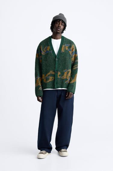 ЖАККАРДОВЫЙ КАРДИГАН С АБСТРАКТНЫМ УЗОРОМ — ЗЕЛЕНЫЙ от Zara — изображение 0