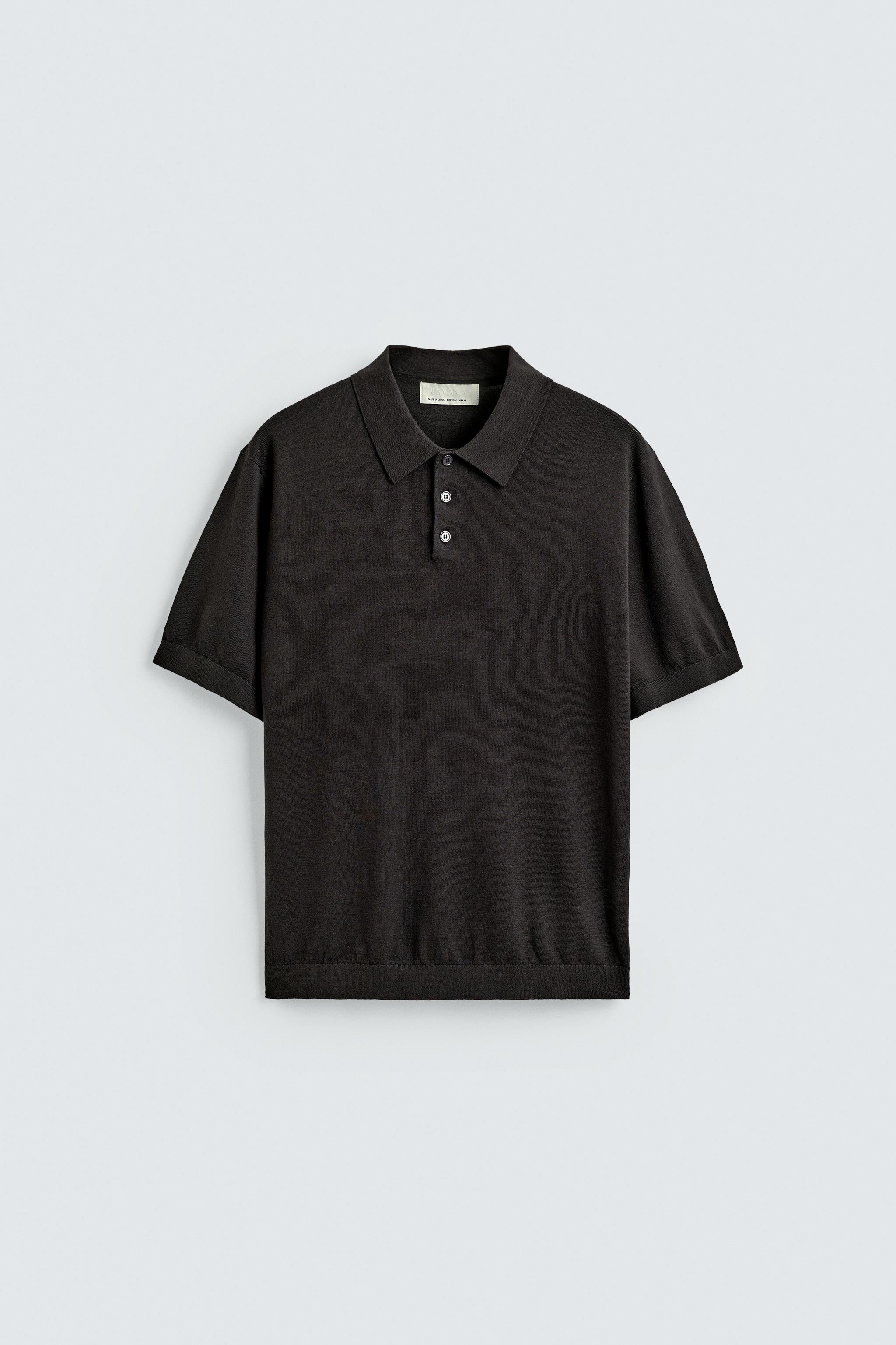 HEMP-COTTON KNIT POLO - Navy blue | ZARA Canada