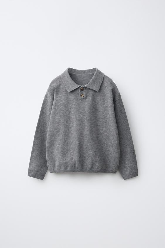 Zara PLAIN KNIT POLO - Dark gray - Image 0