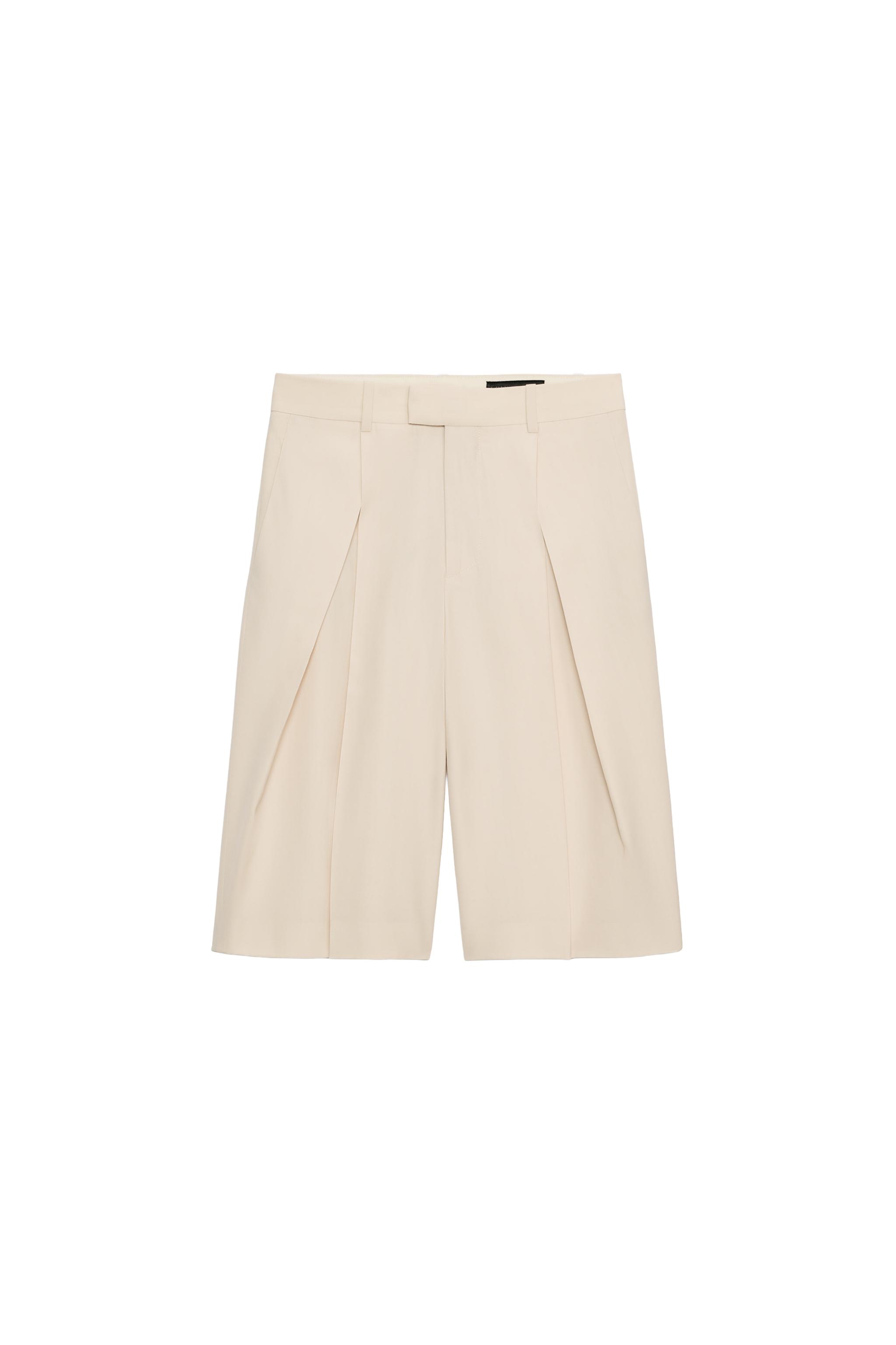 PLEATED WOOL BLEND SHORTS ZW COLLECTION LIMITED EDITION