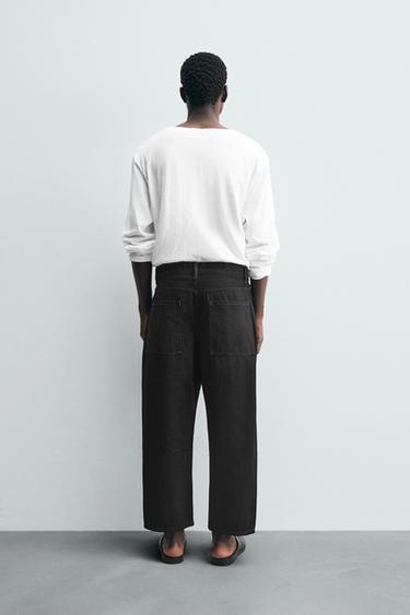 TAPERED WIDE-LEG JEANS - Black by Zara - Image 2