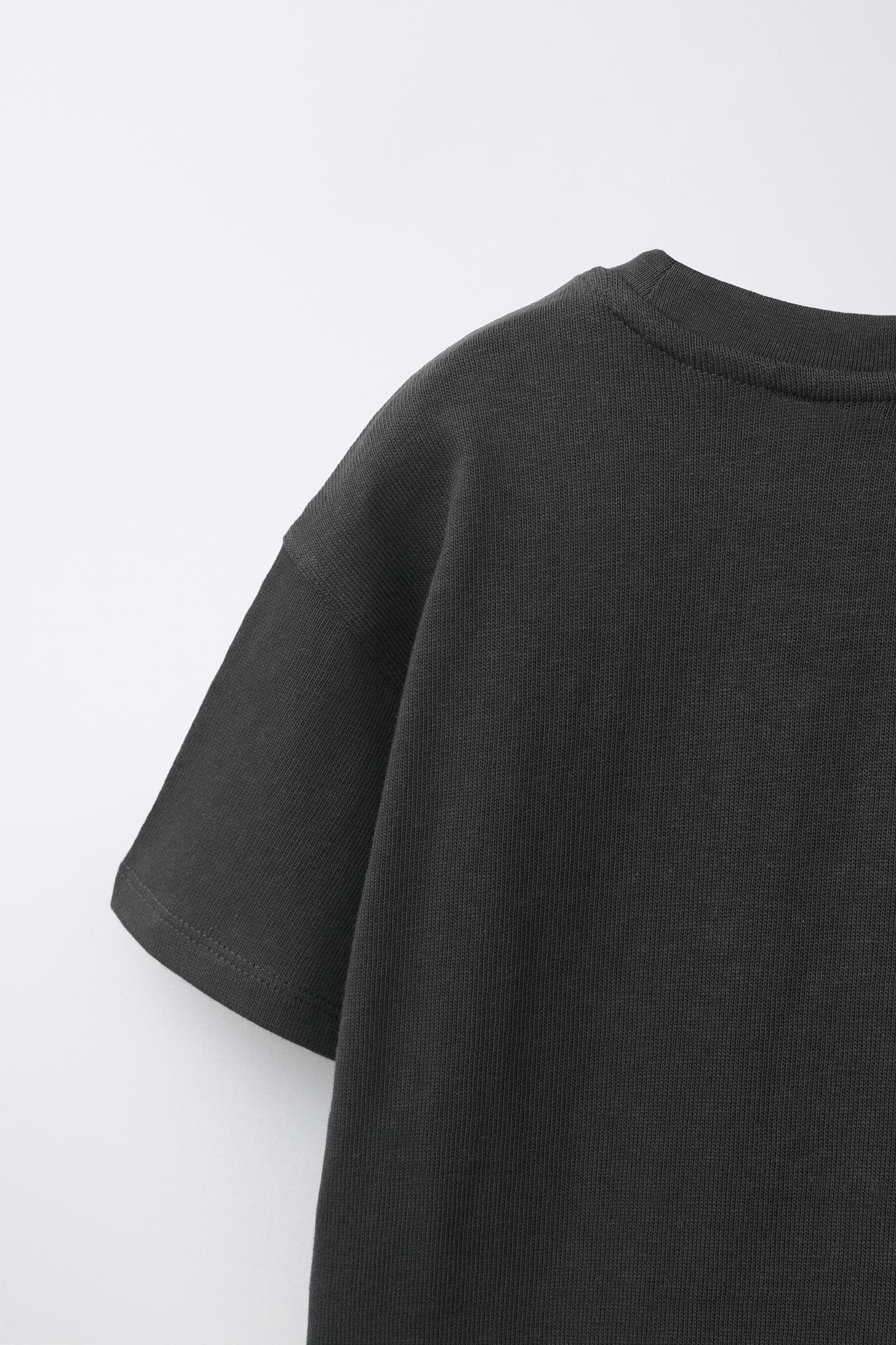 Детская футболка Zara Embroidered, цвет: Тёмный антрацитовый — фото 5