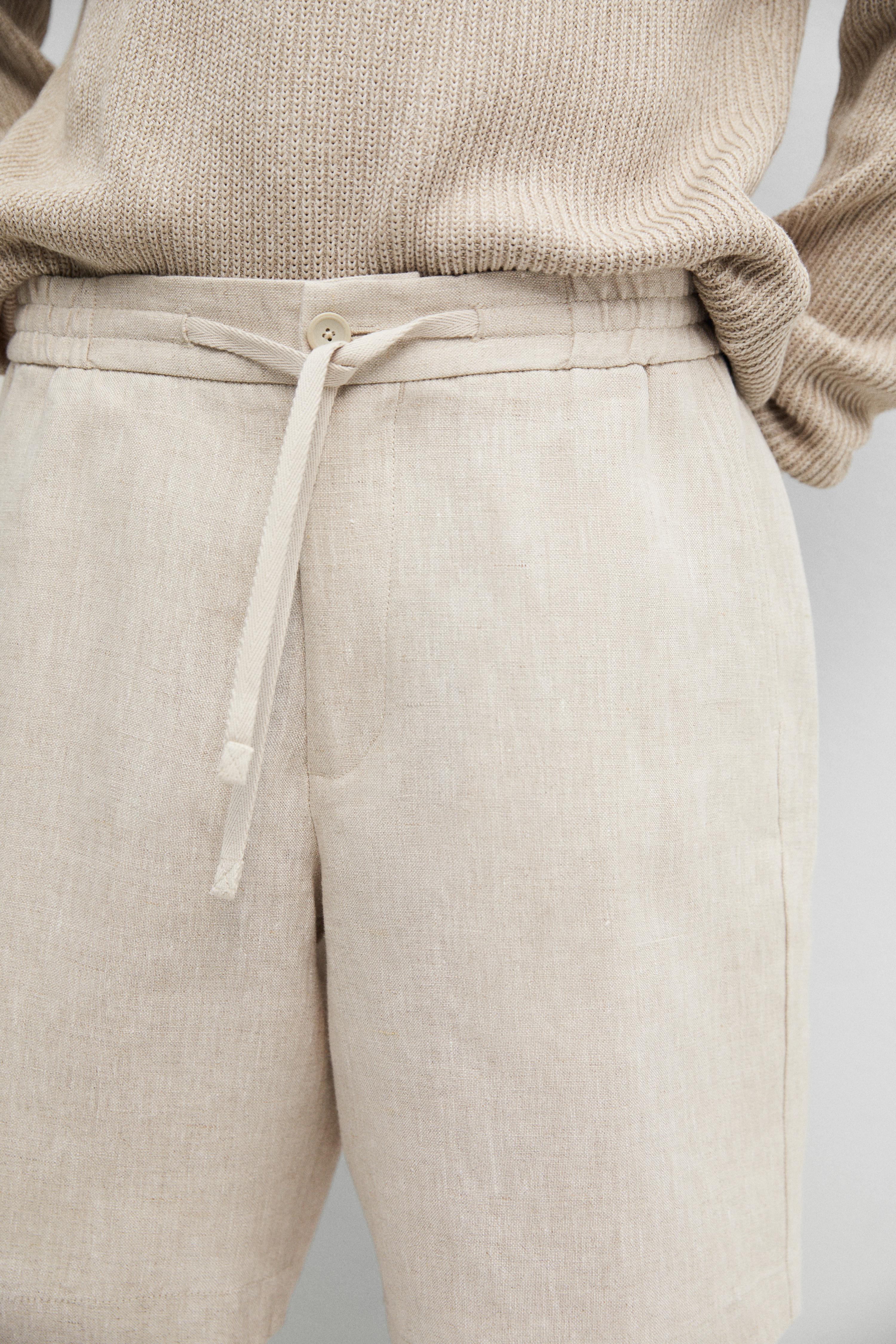 Linen Bermuda shorts with elasticated waistband