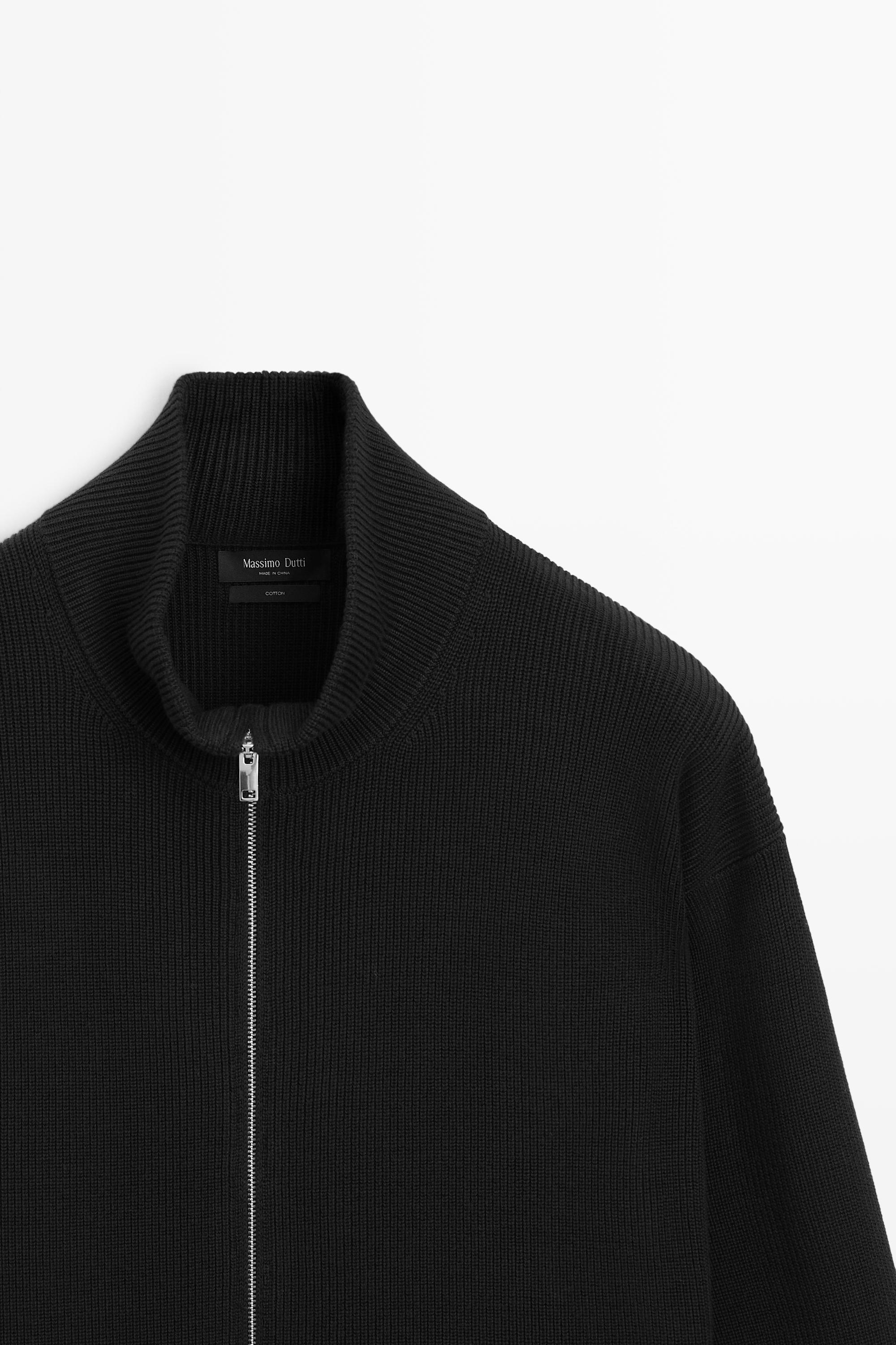 100% cotton ribbed knit cardigan