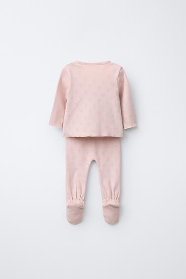 POINTELLE HEART LAYETTE SET AND POUCH - Pink by Zara