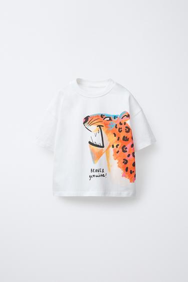 ANIMAL PRINT T-SHIRT - White by Zara