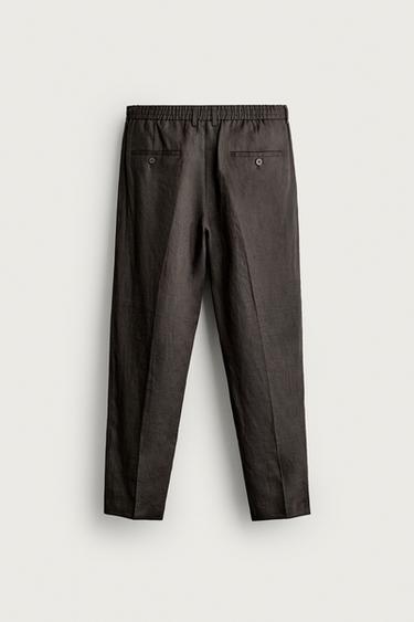 REGULAR-FIT-HOSE AUS REINEM LEINEN - Braun von Zara