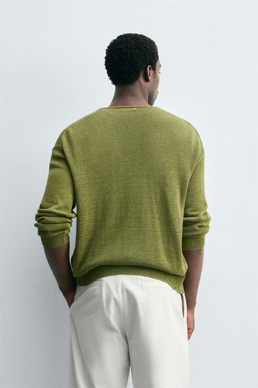 GILET AVEC LIN - Vert olive de Zara - Image 2