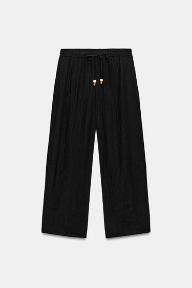PANTALÓN BARREL RÚSTICO - Negro de Zara