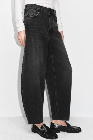 ZW COLLECTION BARREL HIGH-WAIST JEANS - Black by Zara