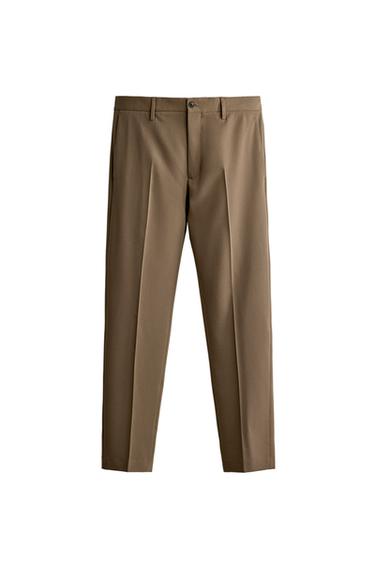Zara COMFORT SUIT PANTS - taupe brown