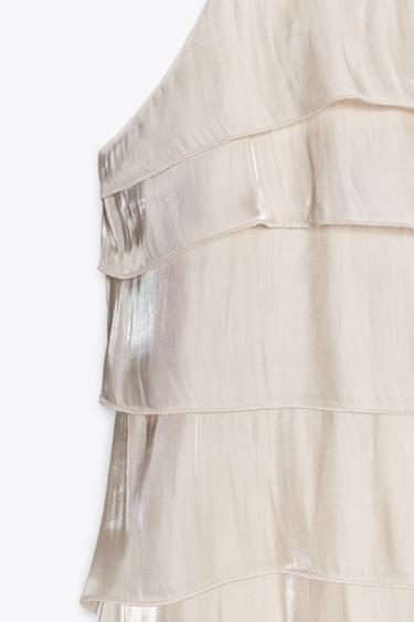 SHIMMER-EFFECT RUFFLED TOP - Pearl / Beige by Zara - Image 5