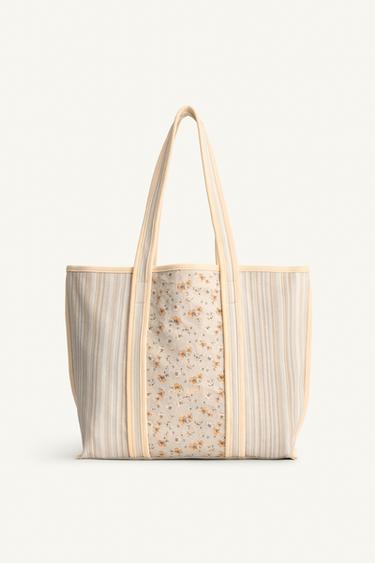 STRIPED TOTE BAG - Green by Zara