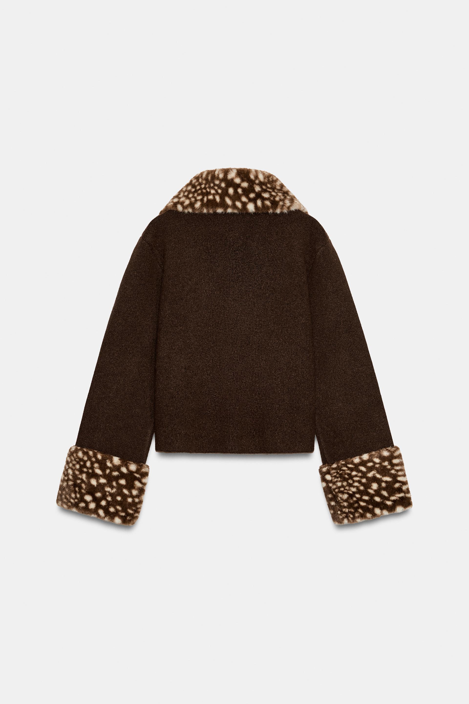 CARDIGAN WITH FAUX FUR TRIM thumbnail 7