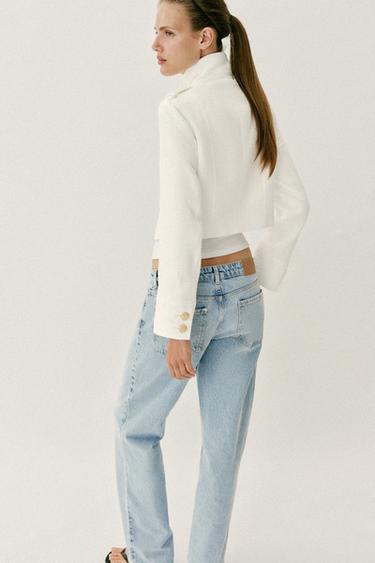 BLAZER CROISÉ BOUTON DORÉ - Écru de Zara - Image 3