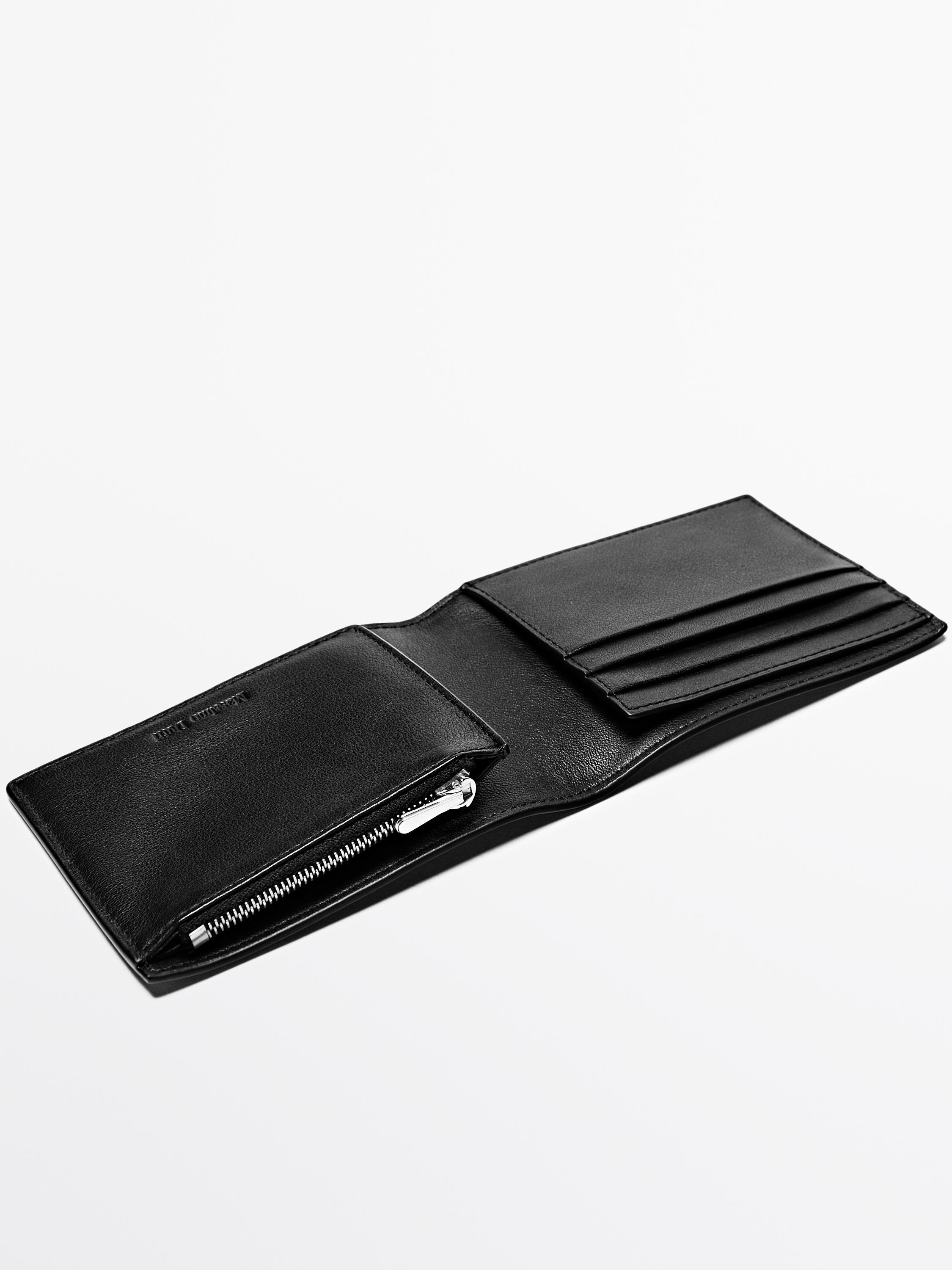 Horizontal nappa leather wallet with purse