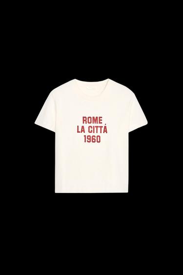 WASHED T-SHIRT WITH SLOGAN - Mid-ecru by Zara - Image 0
