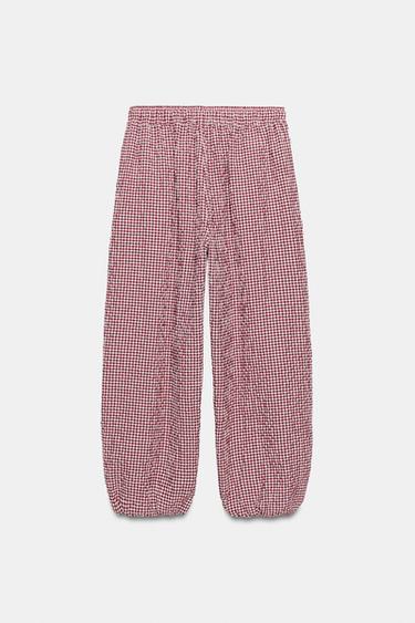GINGHAM SAROUEL TROUSERS - White / Red by Zara - Image 7