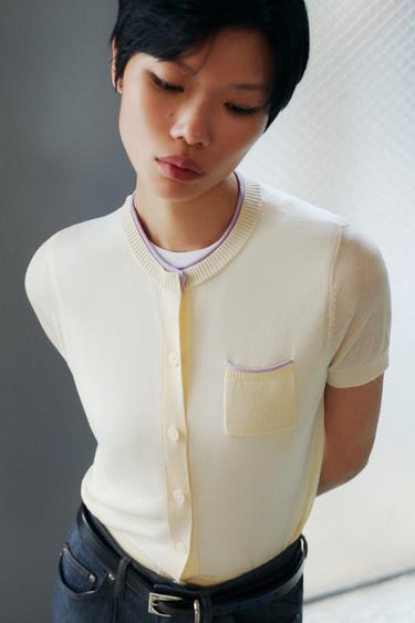 ÁO KHOÁC DỆT KIM HAI LỚP - Màu vàng bơ từ Zara