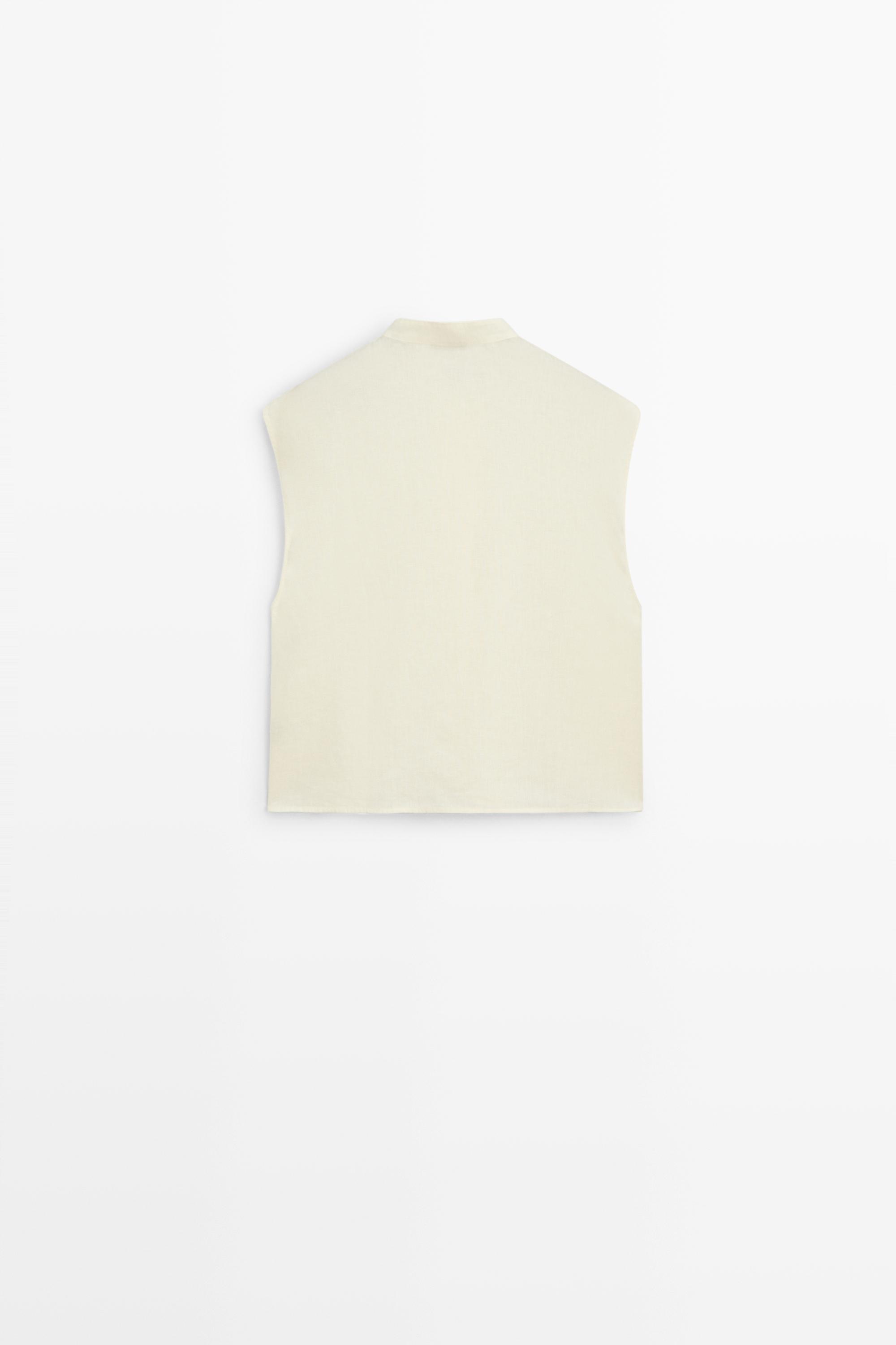 Flowing 100% linen shirt with button detail