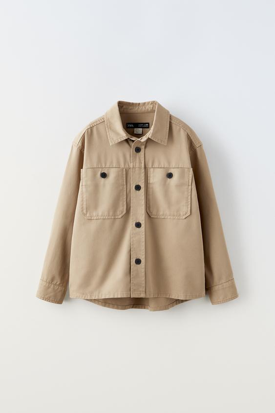 TRUE NEUTRALS TWILL OVERSHIRT Toffee ZARA United States