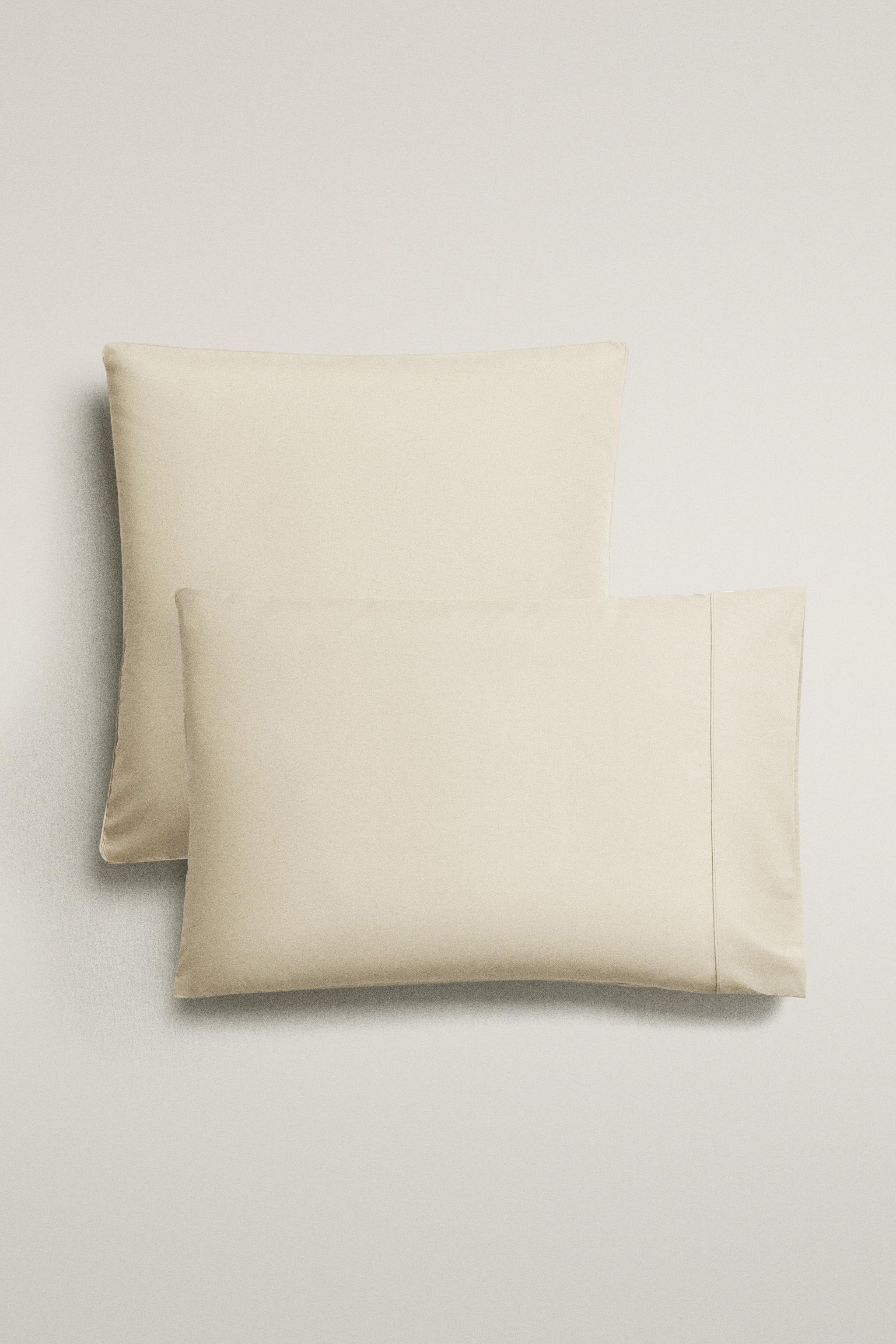 COTTON PERCALE PILLOWCASE (300 THREAD COUNT) — Ecru